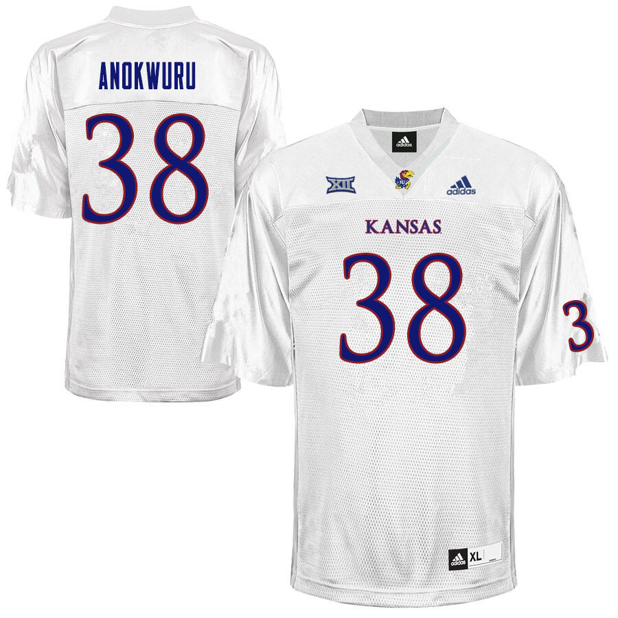 Men #38 Clinton Anokwuru Kansas Jayhawks College Football Jerseys Sale-White - Click Image to Close